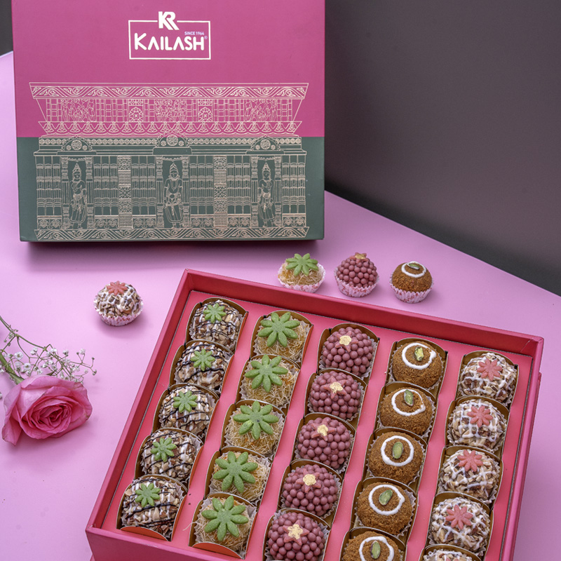 Buy Pink Velvet Sweet Box 25pcs in Surat, India